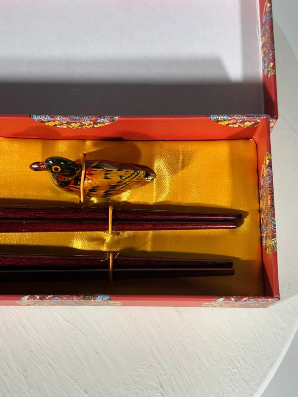 NEW Chinese Chopsticks Gift Set with Duck Rests In Presentation Box Pair Gift 2